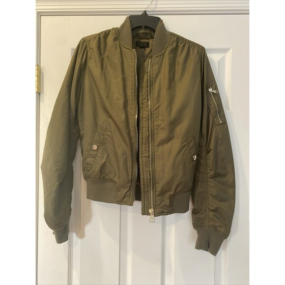 Olive Green Military Bomber Style Jacket Topshop Size 2 - Picture 7 of 7
